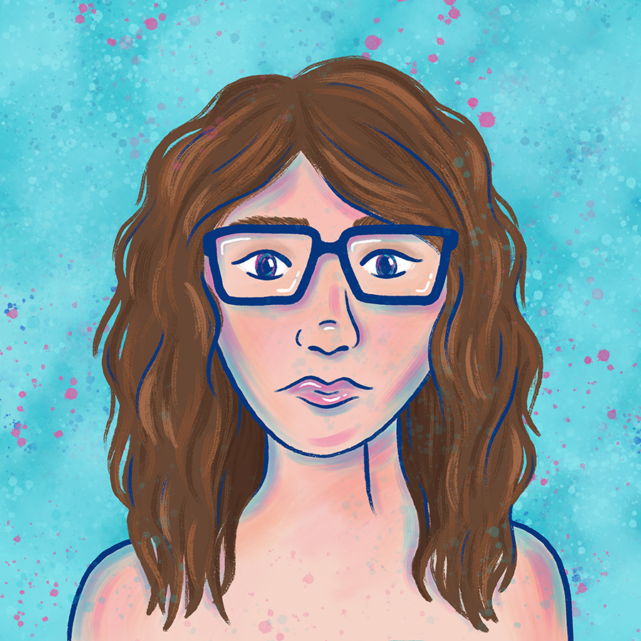 An illustration of a name tag that reads 'Hello, my name is Carly' and is surrounded by pins of a flower, heart, diamond, peace sign, and roller skate.